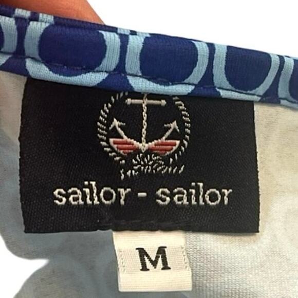 Sailor-Sailor Women's Size Medium Blue Romper Geometric Print Nautical - Picture 7 of 7